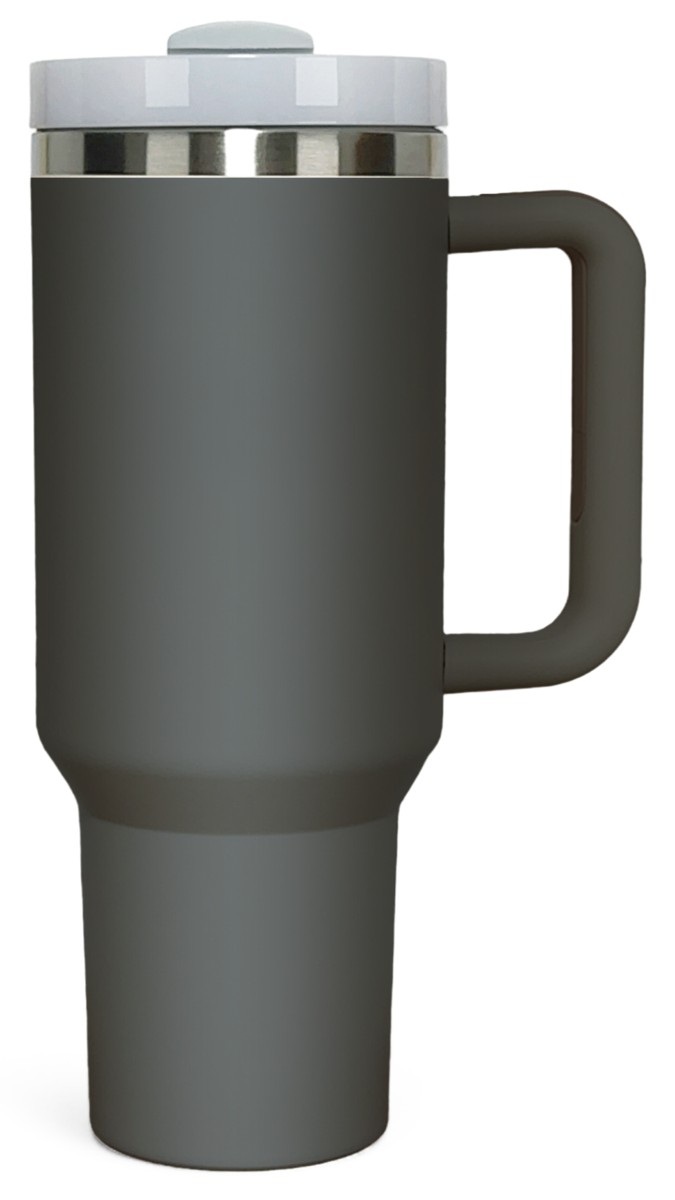 Personalized 40 oz Stainless Steel Tumbler with Handle — Charcoal