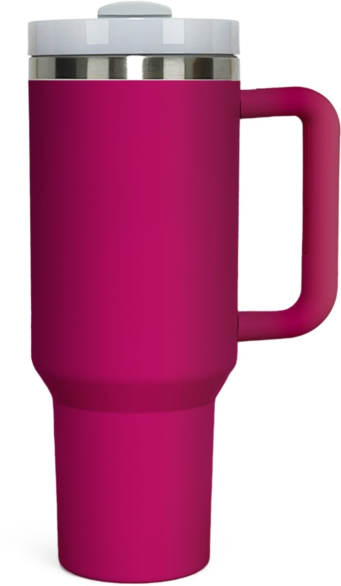 Personalized 40 oz Stainless Steel Tumbler with Handle — Hot Pink