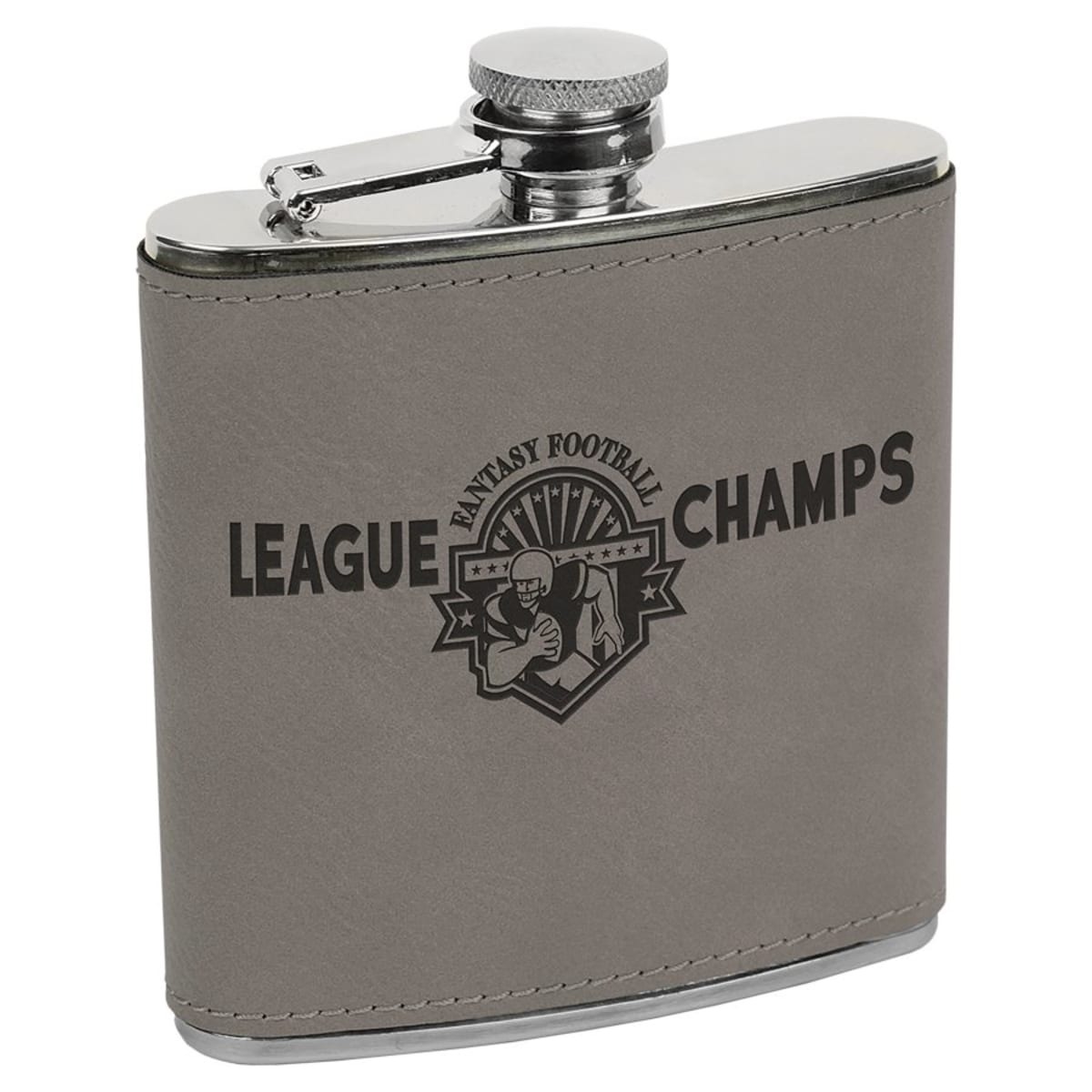 Personalized Leatherette Flask (6 oz) — Gray