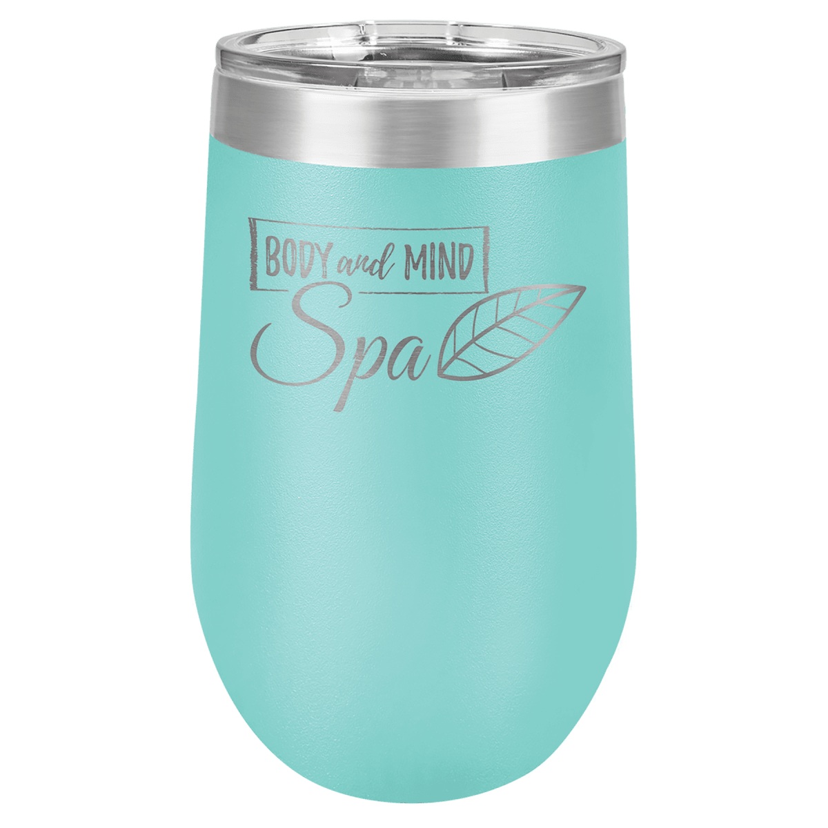 Personalized 16 oz Stemless Wine Tumbler — Black — Teal