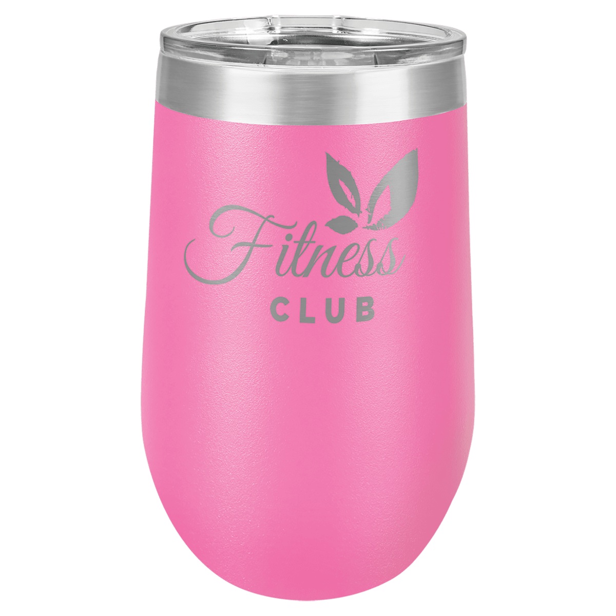 Personalized 16 oz Stemless Wine Tumbler — Black — Pink