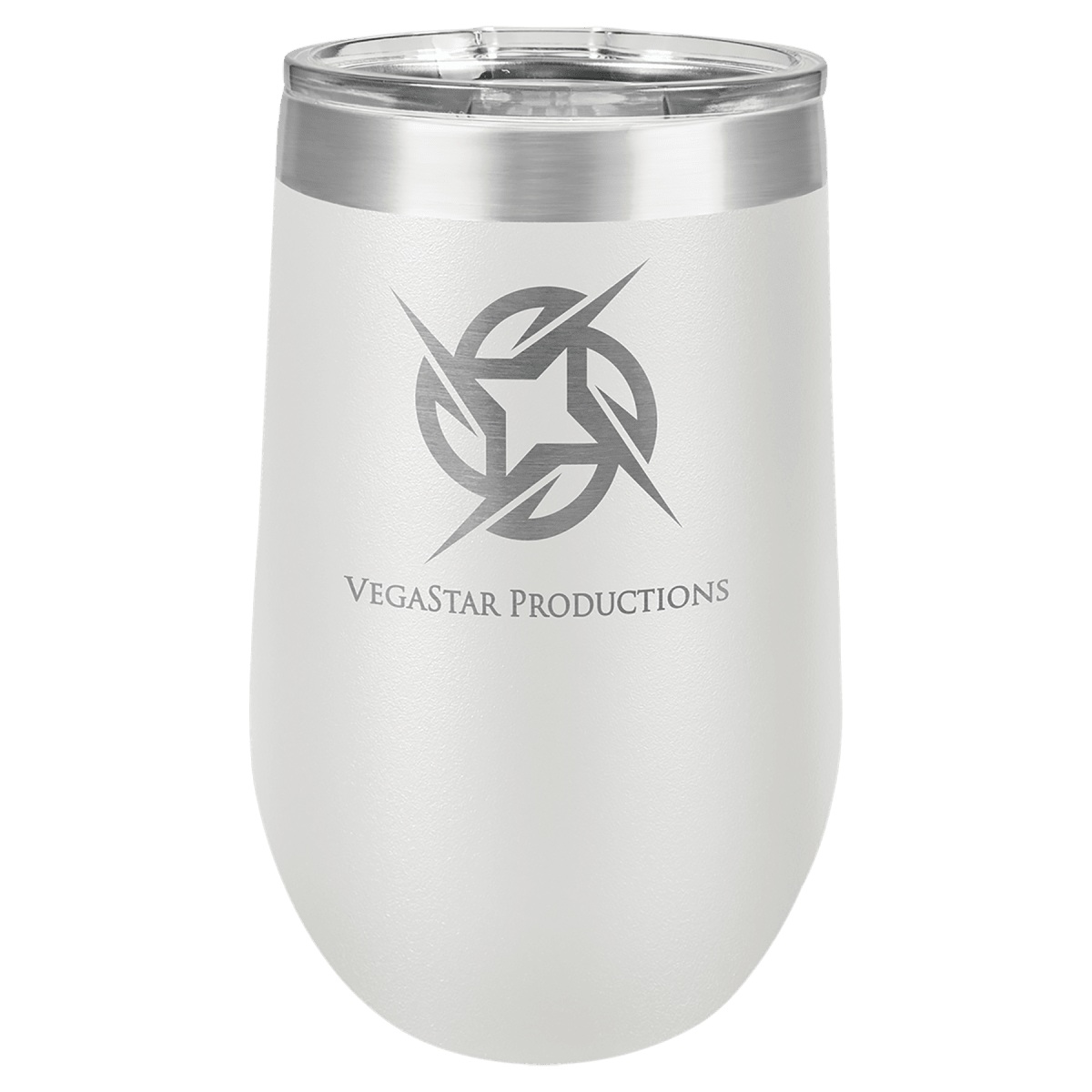 Personalized 16 oz Stemless Wine Tumbler — Black — White