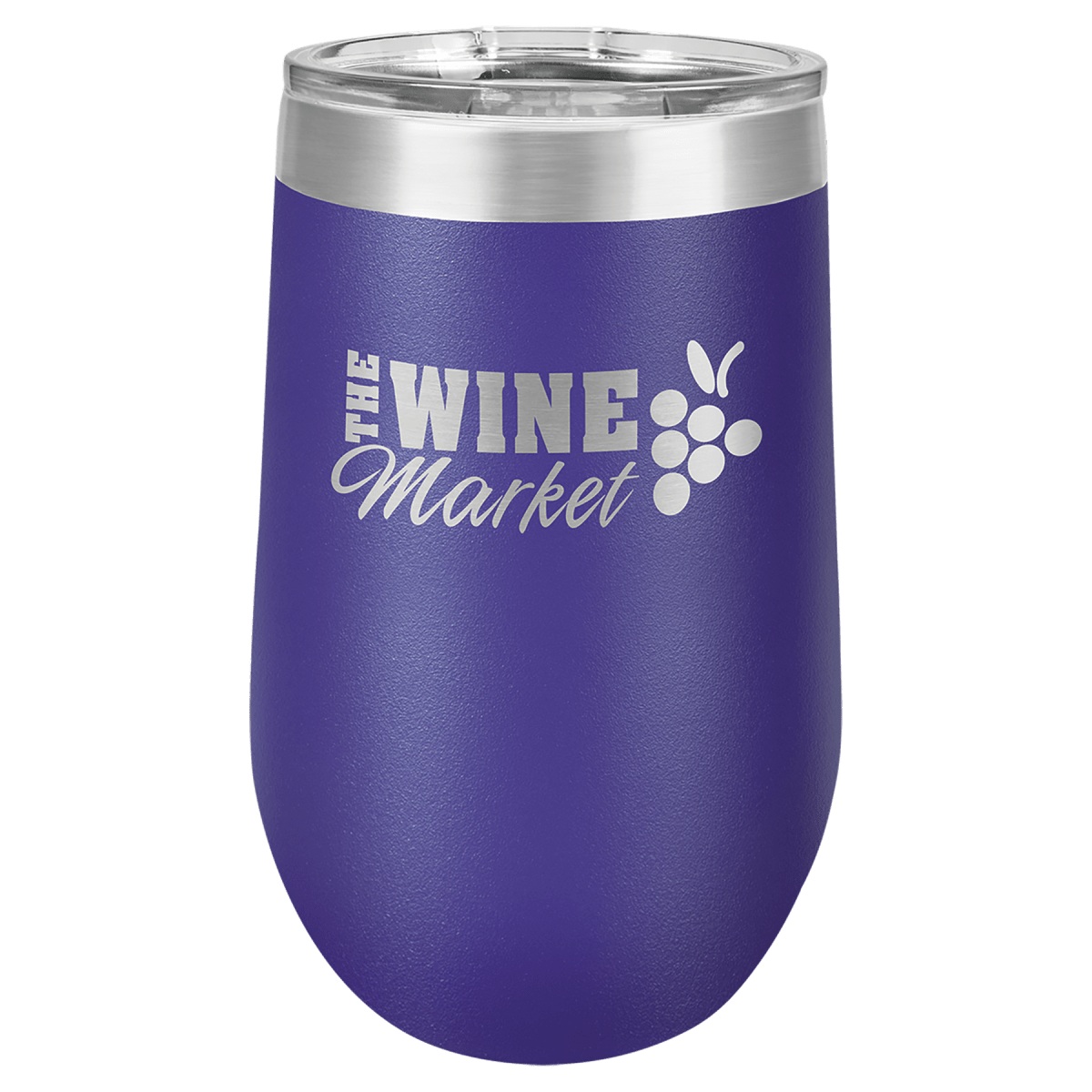 Personalized 16 oz Stemless Wine Tumbler — Black — Purple