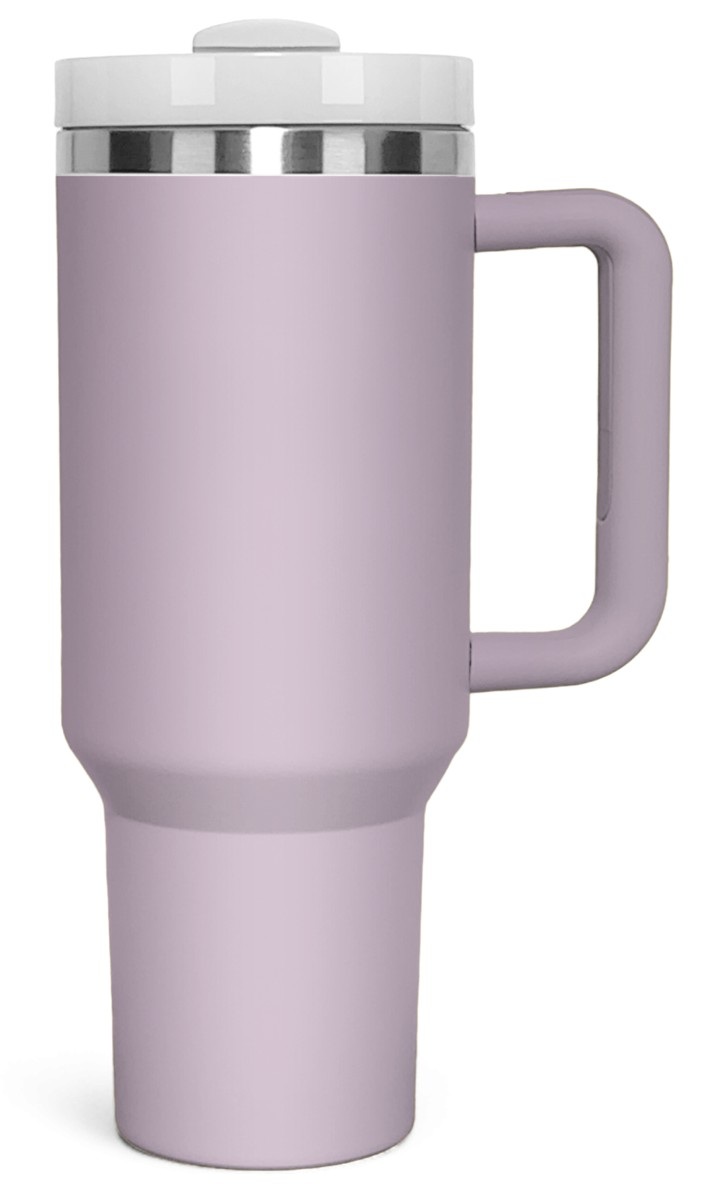 Personalized 40 oz Stainless Steel Tumbler with Handle — Lilac