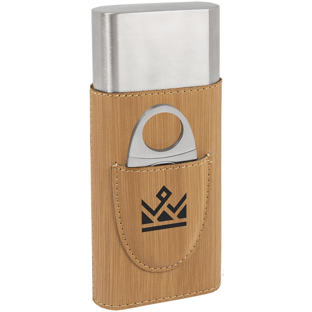 Personalized Leatherette Cigar Case with Cutter — Bamboo