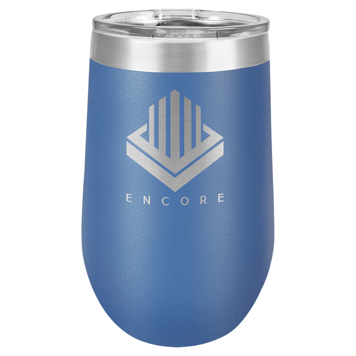 Personalized 16 oz Stemless Wine Tumbler — Black — Royal Blue