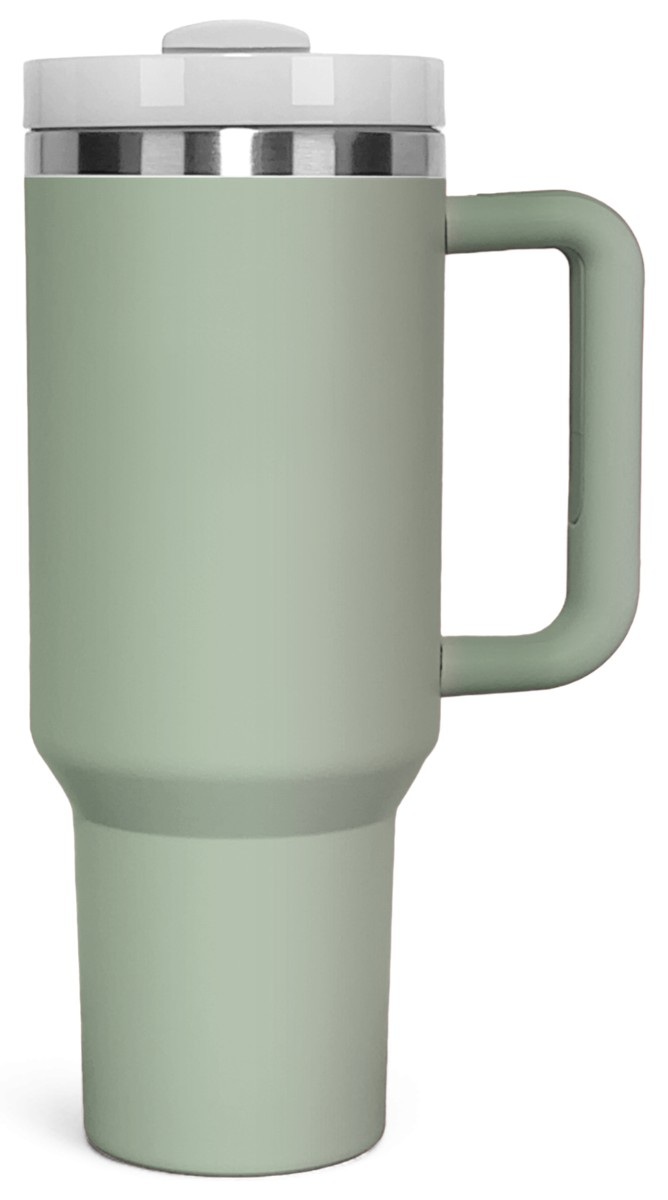 Personalized 40 oz Stainless Steel Tumbler with Handle — Bay Leaf