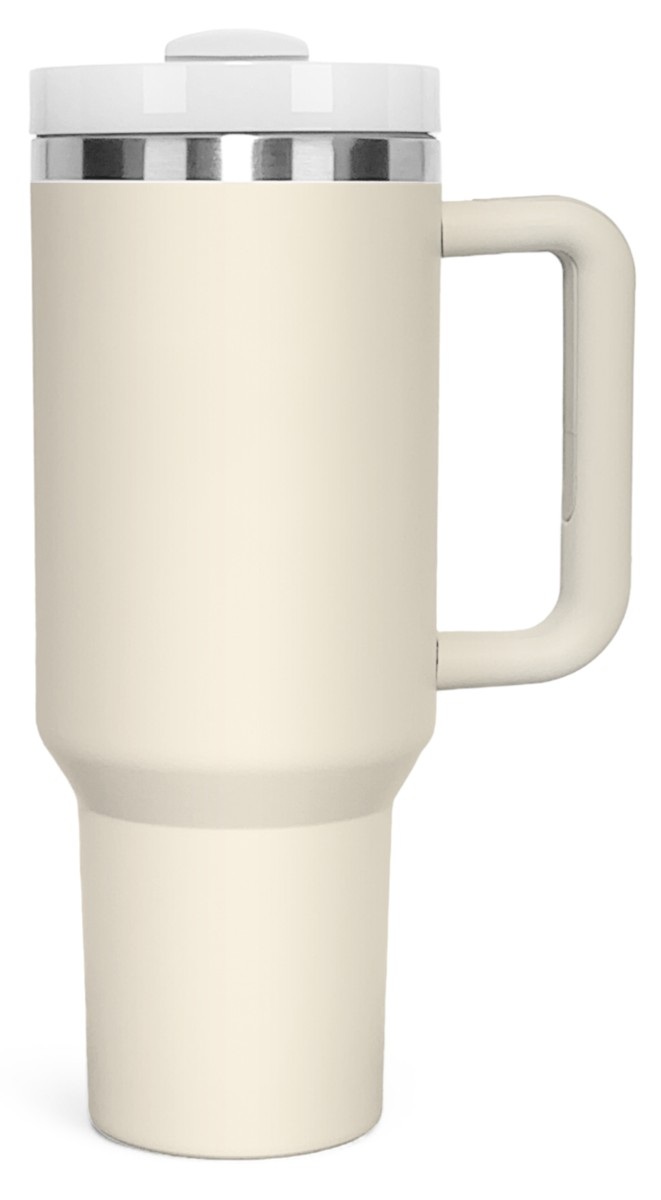 Personalized 40 oz Stainless Steel Tumbler with Handle — Cream