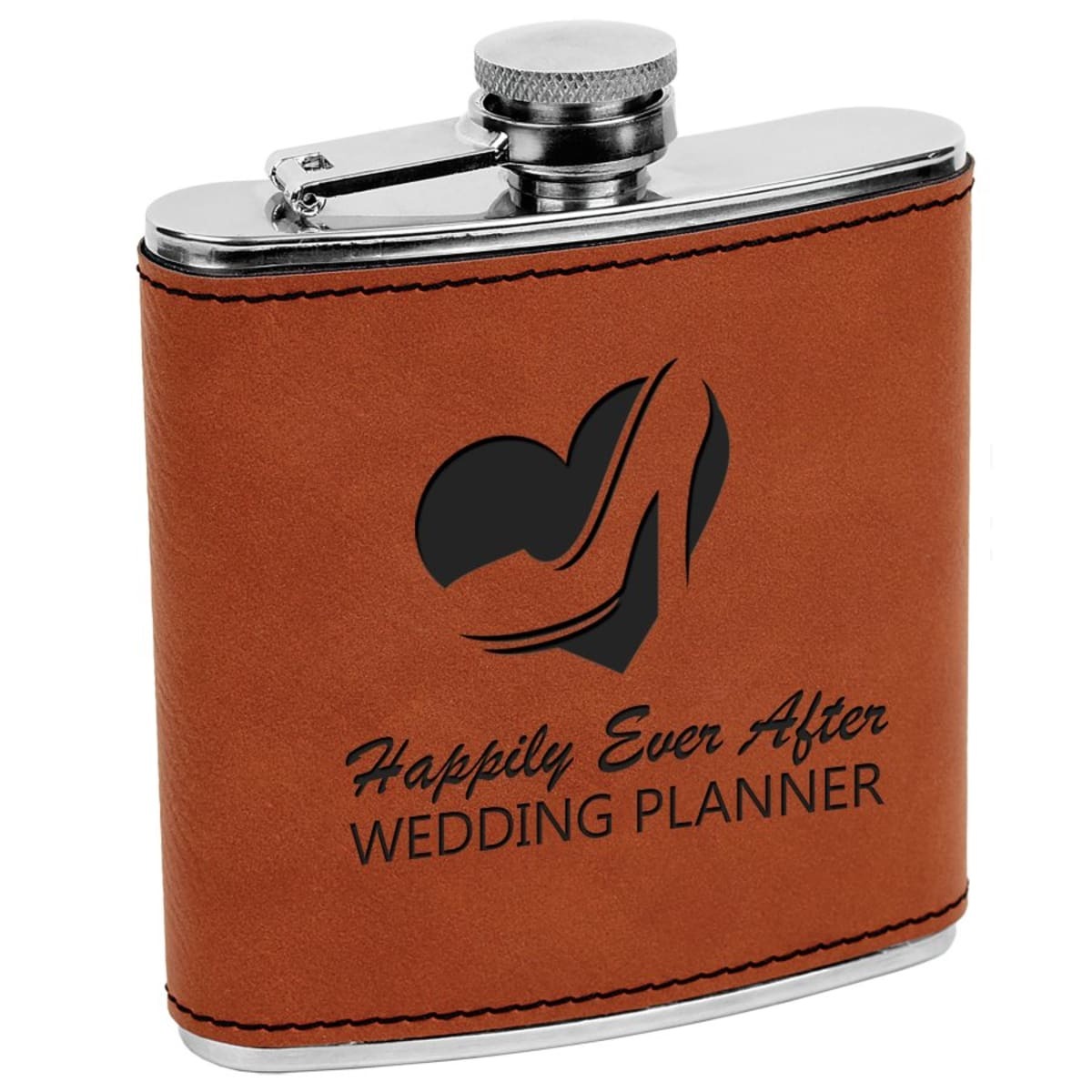 Personalized Leatherette Flask (6 oz) — Rawhide